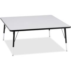 Jonti-Craft Berries Elementary Height Color Edge Square Table - Black Square, Laminated Top - Four Leg Base - 4 Legs - Adjustable Height - 15" to 24" Adjustment - 48" Table Top Length x 48" Table Top 