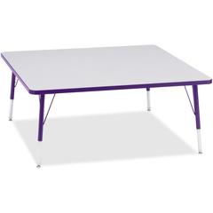 Jonti-Craft Berries Elementary Height Color Edge Square Table - Laminated Square, Purple Top - Four Leg Base - 4 Legs - Adjustable Height - 15" to 24" Adjustment - 48" Table Top Length x 48" Table Top