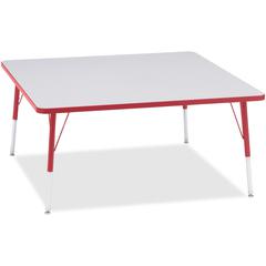 Jonti-Craft Berries Adult Height Prism Color Edge Square Table - Laminated Square, Red Top - Four Leg Base - 4 Legs - Adjustable Height - 24" to 31" Adjustment - 48" Table Top Length x 48" Table Top W