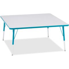 Jonti-Craft Berries Adult Height Prism Color Edge Square Table - Laminated Square, Teal Top - Four Leg Base - 4 Legs - Adjustable Height - 24" to 31" Adjustment - 48" Table Top Length x 48" Table Top 