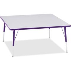 Jonti-Craft Berries Adult Height Prism Color Edge Square Table - Gray Square, Laminated Top - Four Leg Base - 4 Legs - Adjustable Height - 24" to 31" Adjustment - 48" Table Top Length x 48" Table Top 