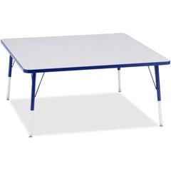Jonti-Craft Berries Adult Height Prism Color Edge Square Table - Blue Square, Laminated Top - Four Leg Base - 4 Legs - Adjustable Height - 24" to 31" Adjustment - 48" Table Top Length x 48" Table Top 