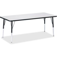 Jonti-Craft Berries Elementary Height Color Edge Rectangle Table - Black Rectangle, Laminated Top - Four Leg Base - 4 Legs - Adjustable Height - 15" to 24" Adjustment - 72" Table Top Length x 30" Tabl
