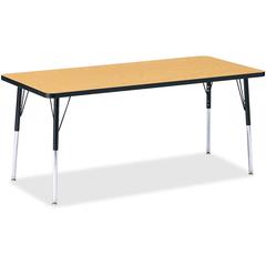 Jonti-Craft Berries Adult Height Color Top Rectangle Table - Black Oak Rectangle, Laminated Top - Four Leg Base - 4 Legs - Adjustable Height - 24" to 31" Adjustment - 72" Table Top Length x 30" Table 