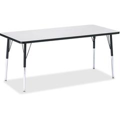 Jonti-Craft Berries Adult Height Color Edge Rectangle Table - Black Rectangle, Laminated Top - Four Leg Base - 4 Legs - Adjustable Height - 24" to 31" Adjustment - 72" Table Top Length x 30" Table Top