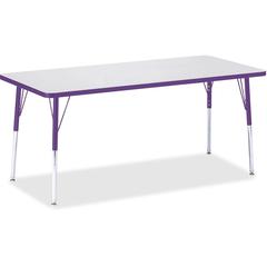 Jonti-Craft Berries Adult Height Color Edge Rectangle Table - Laminated Rectangle, Purple Top - Four Leg Base - 4 Legs - Adjustable Height - 24" to 31" Adjustment - 72" Table Top Length x 30" Table To