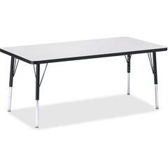 Jonti-Craft Berries Elementary Height Color Edge Rectangle Table - Black Rectangle, Laminated Top - Four Leg Base - 4 Legs - Adjustable Height - 15" to 24" Adjustment - 60" Table Top Length x 30" Tabl