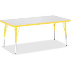 Jonti-Craft Berries Elementary Height Color Edge Rectangle Table - Laminated Rectangle, Yellow Top - Four Leg Base - 4 Legs - Adjustable Height - 15" to 24" Adjustment - 60" Table Top Length x 30" Tab