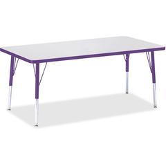 Jonti-Craft Berries Elementary Height Color Edge Rectangle Table - Laminated Rectangle, Purple Top - Four Leg Base - 4 Legs - Adjustable Height - 15" to 24" Adjustment - 60" Table Top Length x 30" Tab