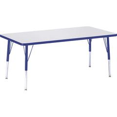 Jonti-Craft Berries Elementary Height Color Edge Rectangle Table - Gray Rectangle, Laminated Top - Four Leg Base - 4 Legs - Adjustable Height - 15" to 24" Adjustment - 60" Table Top Length x 30" Table