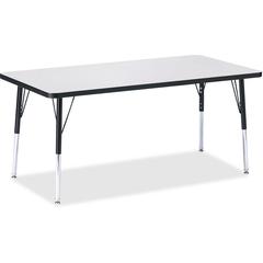 Jonti-Craft Berries Adult Height Color Edge Rectangle Table - Black Rectangle, Laminated Top - Four Leg Base - 4 Legs - Adjustable Height - 24" to 31" Adjustment - 60" Table Top Length x 30" Table Top