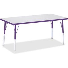Jonti-Craft Berries Adult Height Color Edge Rectangle Table - Laminated Rectangle, Purple Top - Four Leg Base - 4 Legs - Adjustable Height - 24" to 31" Adjustment - 60" Table Top Length x 30" Table To