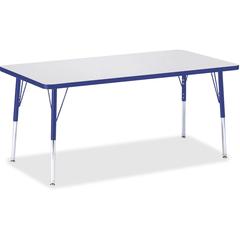 Jonti-Craft Berries Adult Height Color Edge Rectangle Table - Black Rectangle, Laminated Top - Four Leg Base - 4 Legs - Adjustable Height - 24" to 31" Adjustment - 60" Table Top Length x 30" Table Top