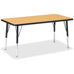 Jonti-Craft Berries Elementary Oak Laminate Rectangle Table - Black Oak Rectangle, Laminated Top - Four Leg Base - 4 Legs - Adjustable Height - 15" to 24" Adjustment - 48" Table Top Length x 24" Table