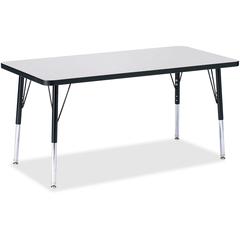 Jonti-Craft Berries Elementary Height Color Edge Rectangle Table - Gray Rectangle, Laminated Top - Four Leg Base - 4 Legs - Adjustable Height - 15" to 24" Adjustment - 48" Table Top Length x 24" Table