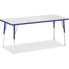 Jonti-Craft Berries Adult Height Color Edge Rectangle Table - Blue Rectangle, Laminated Top - Four Leg Base - 4 Legs - Adjustable Height - 24" to 31" Adjustment - 72" Table Top Length x 30" Table Top 