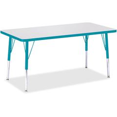 Jonti-Craft Berries Elementary Height Color Edge Rectangle Table - Gray Rectangle Top - Four Leg Base - 4 Legs - Adjustable Height - 15" to 24" Adjustment - 48" Table Top Length x 24" Table Top Width 