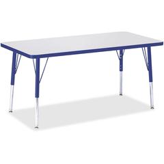 Jonti-Craft Berries Elementary Height Color Edge Rectangle Table - Blue Rectangle Top - Four Leg Base - 4 Legs - Adjustable Height - 15" to 24" Adjustment - 48" Table Top Length x 24" Table Top Width 