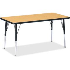Jonti-Craft Berries Adult Height Color Top Rectangle Table - Black Oak Rectangle, Laminated Top - Four Leg Base - 4 Legs - Adjustable Height - 24" to 31" Adjustment - 48" Table Top Length x 24" Table 