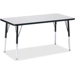 Jonti-Craft Berries Adult Height Color Edge Rectangle Table - Black Rectangle, Laminated Top - Four Leg Base - 4 Legs - Adjustable Height - 24" to 31" Adjustment - 48" Table Top Length x 24" Table Top