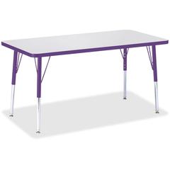 Jonti-Craft Berries Adult Height Color Edge Rectangle Table - Laminated Rectangle, Purple Top - Four Leg Base - 4 Legs - Adjustable Height - 24" to 31" Adjustment - 48" Table Top Length x 24" Table To