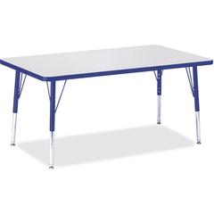 Jonti-Craft Berries Elementary Height Gray Top Rectangular Table - Gray Rectangle, Laminated Top - Four Leg Base - 4 Legs - Adjustable Height - 15" to 24" Adjustment - 48" Table Top Length x 30" Table
