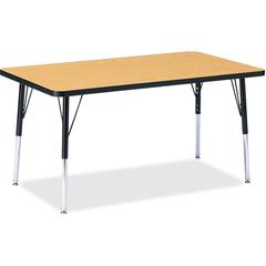 Jonti-Craft Berries Adult Height Color Top Rectangle Table - Black Oak Rectangle, Laminated Top - Four Leg Base - 4 Legs - Adjustable Height - 24" to 31" Adjustment - 48" Table Top Length x 30" Table 