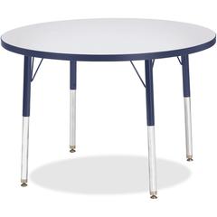 Jonti-Craft Berries Adult Height Color Edge Round Table - Laminated Round, Navy Top - Four Leg Base - 4 Legs - Adjustable Height - 24" to 31" Adjustment x 1.13" Table Top Thickness x 36" Table Top Dia