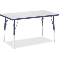 Jonti-Craft Berries Adult Height Color Edge Rectangle Table - Laminated Rectangle, Navy Top - Four Leg Base - 4 Legs - Adjustable Height - 24" to 31" Adjustment - 36" Table Top Length x 24" Table Top 