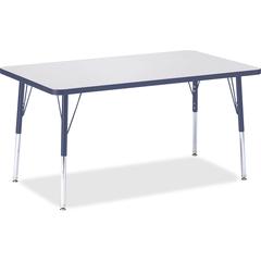 Jonti-Craft Berries Adult Height Color Edge Rectangle Table - Laminated Rectangle, Navy Top - Four Leg Base - 4 Legs - Adjustable Height - 24" to 31" Adjustment - 48" Table Top Length x 30" Table Top 