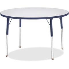 Jonti-Craft Berries Adult Height Color Edge Round Table - Laminated Round, Navy Top - Four Leg Base - 4 Legs - Adjustable Height - 24" to 31" Adjustment x 1.13" Table Top Thickness x 42" Table Top Dia