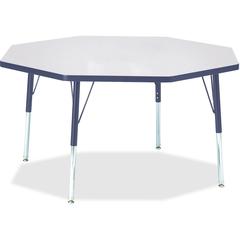 Jonti-Craft Berries Elementary Height Color Edge Octagon Table - Gray Octagonal, Laminated Top - Four Leg Base - 4 Legs - Adjustable Height - 15" to 24" Adjustment x 1.13" Table Top Thickness x 48" Ta
