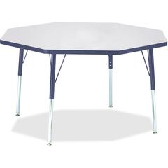 Jonti-Craft Berries Adult Height Color Edge Octagon Table - Laminated Octagonal, Navy Top - Four Leg Base - 4 Legs - Adjustable Height - 24" to 31" Adjustment x 1.13" Table Top Thickness x 48" Table T