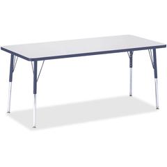 Jonti-Craft Berries Adult Height Color Edge Rectangle Table - Laminated Rectangle, Navy Top - Four Leg Base - 4 Legs - Adjustable Height - 24" to 31" Adjustment - 72" Table Top Length x 30" Table Top 