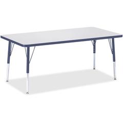 Jonti-Craft Berries Elementary Height Color Edge Rectangle Table - Laminated Rectangle, Navy Top - Four Leg Base - 4 Legs - Adjustable Height - 15" to 24" Adjustment - 60" Table Top Length x 30" Table