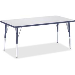 Jonti-Craft Berries Adult Height Color Edge Rectangle Table - Laminated Rectangle, Navy Top - Four Leg Base - 4 Legs - Adjustable Height - 24" to 31" Adjustment - 60" Table Top Length x 30" Table Top 