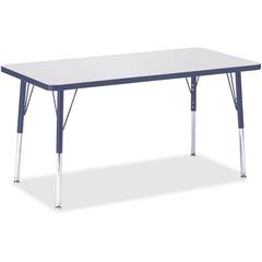 Jonti-Craft Berries Adult Height Color Edge Rectangle Table - Laminated Rectangle, Navy Top - Four Leg Base - 4 Legs - Adjustable Height - 24" to 31" Adjustment - 48" Table Top Length x 24" Table Top 