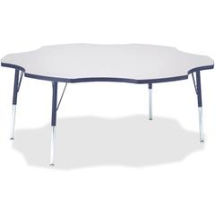 Jonti-Craft Berries Prism Six-Leaf Student Table - Laminated, Navy Top - Four Leg Base - 4 Legs - Adjustable Height - 24" to 31" Adjustment x 1.13" Table Top Thickness x 60" Table Top Diameter - 31" H