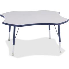 Jonti-Craft Berries Elementary Height Prism Four-Leaf Table - Laminated, Navy Top - Four Leg Base - 4 Legs - Adjustable Height - 15" to 24" Adjustment x 1.13" Table Top Thickness x 48" Table Top Diame