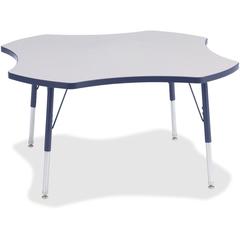 Jonti-Craft Berries Prism Four-Leaf Student Table - Laminated, Navy Top - Four Leg Base - 4 Legs - Adjustable Height - 24" to 31" Adjustment x 1.13" Table Top Thickness x 48" Table Top Diameter - 31" 