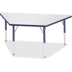 Jonti-Craft Berries Elementary Height Prism Edge Trapezoid Table - Laminated Trapezoid, Navy Top - Four Leg Base - 4 Legs - Adjustable Height - 15" to 24" Adjustment - 60" Table Top Length x 30" Table