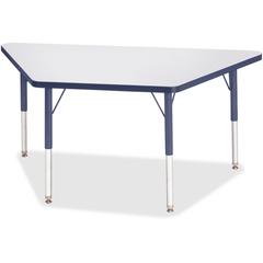Jonti-Craft Berries Elementary Height Prism Edge Trapezoid Table - Laminated Trapezoid, Navy Top - Four Leg Base - 4 Legs - Adjustable Height - 15" to 24" Adjustment - 48" Table Top Length x 24" Table