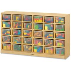 Jonti-Craft Rainbow Accents 30 Cubbie-trays Mobile Storage Unit - 30 Compartment(s) - 35.5" Height x 57.5" Width x 15" Depth - Durable, Non-yellowing - Baltic - Rubber, Acrylic - 1 Each