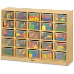 Jonti-Craft Rainbow Accents 25 Cubbie-trays Mobile Storage Unit - 35.5" Height x 48" Width x 15" Depth - Durable - Baltic - Acrylic, Rubber - 1 Each