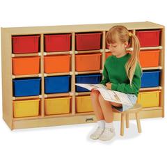Jonti-Craft Rainbow Accents 20 Cubbie-tray Mobile Storage Unit - 29.5" Height x 48" Width x 15" Depth - Durable - Baltic - Acrylic, Rubber - 1 Each