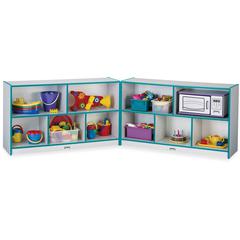 Jonti-Craft Rainbow Accents Fold-n-Lock Storage Shelf - 29.5" Height x 96" Width x 15" Depth - Lockable, Foldable - Teal - Hard Rubber - 1 Each