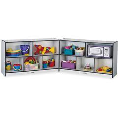 Jonti-Craft Rainbow Accents Fold-n-Lock Storage Shelf - 29.5" Height x 96" Width x 15" Depth - Lockable, Foldable - Black - Hard Rubber - 1 Each