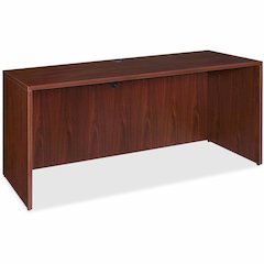 Lorell Essentials Series Credenza Shell - 29.5" Height x 70.9" Width x 23.6" Depth - Finish: Laminate, Mahogany - Grommet, Durable, Adjustable Feet - 1 Each