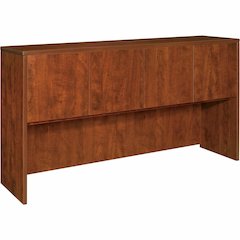 Lorell Essentials Series Stack-on Hutch with Doors - 36" Height x 70.9" Width x 14.8" Depth - 4 Door(s) - Finish: Cherry, Laminate - Cord Management, Grommet - 1 Each