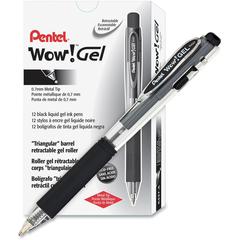 Pentel Wow! Gel Pens - Retractable - Black Ink - Gel-based - Clear Barrel - 1 Dozen